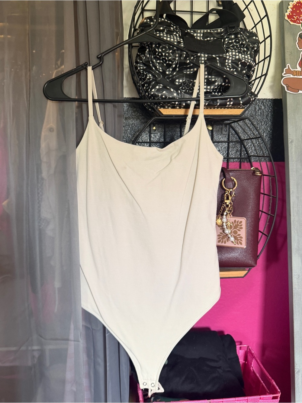 Abercrombie & Fitch Cream Spaghetti-Strap Bodysuit